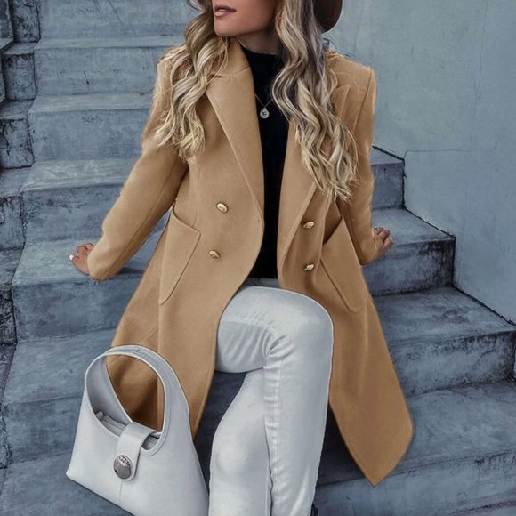 double breasted overcoat pea coat baby blue pastel - Picture 7 of 16